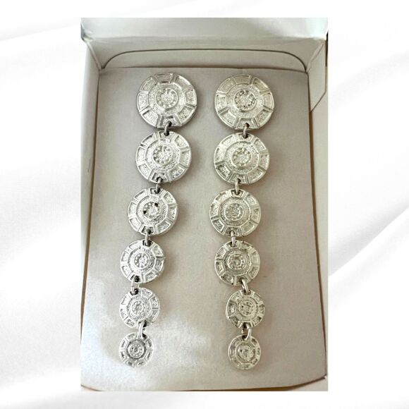 RARE "First in Line" Silver Tone Dangle Earrings by Mark. - 2011 NIB - Picture 1 of 3